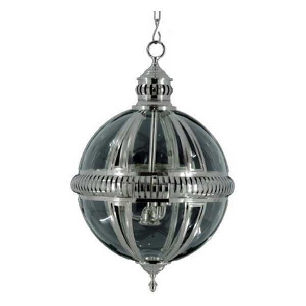 Round Glass Pendant - Nickle Plated/Clear Glass